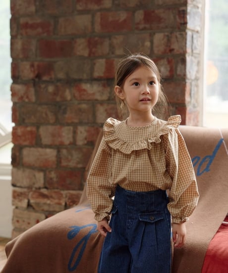 10[予約]mon Atelier check frill blouse