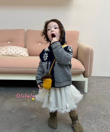 29[予約]ololala balaclava knit cardigan(hat set)