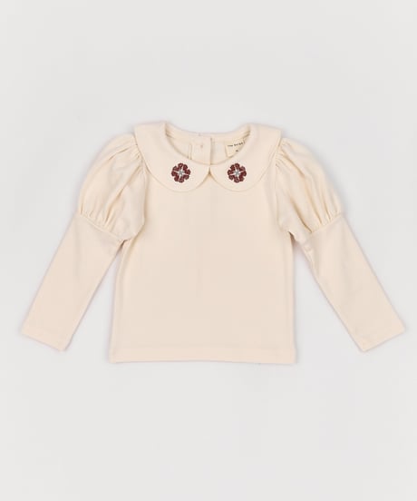 8[予約]送料無料 the beige embroidered collar tee