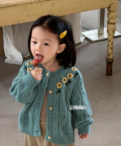 8[予約]ololala daisy embroidery knit cardigan