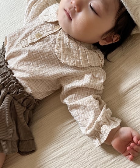 3[予約]mimi market check balloon blouse