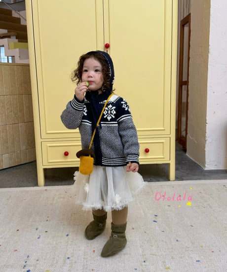 29[予約]ololala balaclava knit cardigan(hat set)