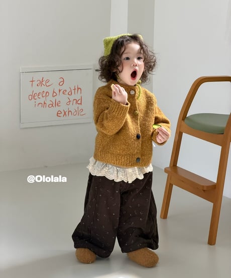 33[予約]ololala teddy bear embroidery knit cardigan