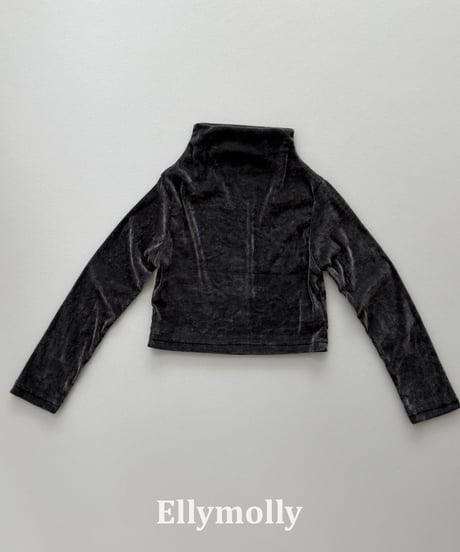 44[予約]ELLYMOLLY velvet mesh mock turtleneck