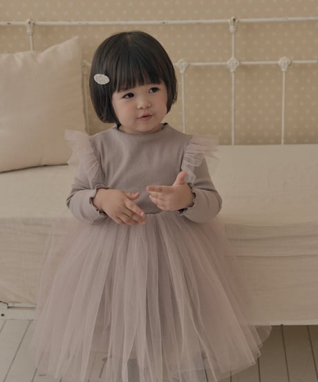 5[予約]送料無料 the beige ribbed tulle ops