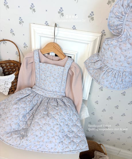 8[予約]ohho rose quilting suspender skirt
