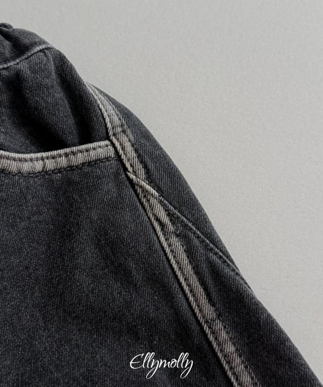 7[予約]ELLYMOLLY linework fleece denim pants