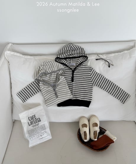 43[予約]matilda&lee stripe crop hoodie