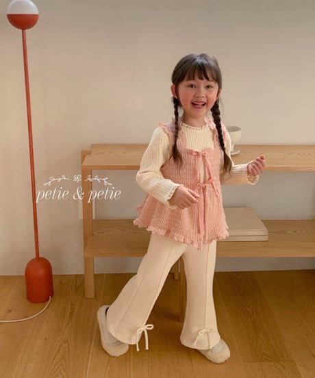 18[予約]petit&petit pintuck ribbon flare pants