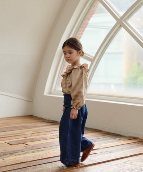 10[予約]mon Atelier check frill blouse