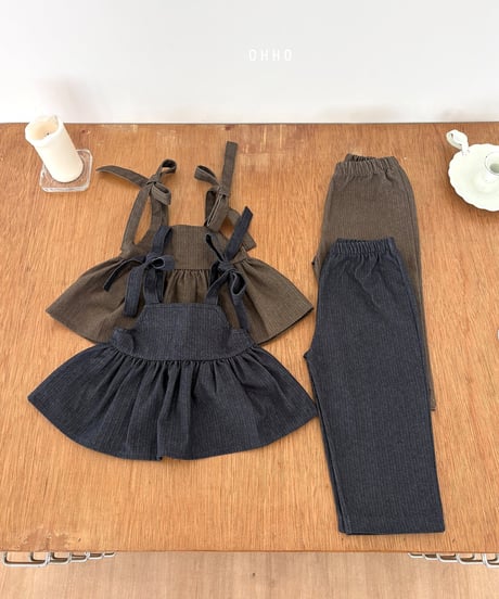 19[予約]ohho herringbone denim strap blouse