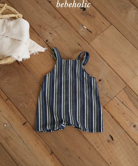 50[予約]bebeholic more stripe suspender suit