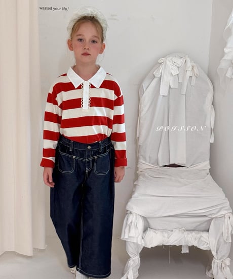 5[予約]poisson striped collar tee