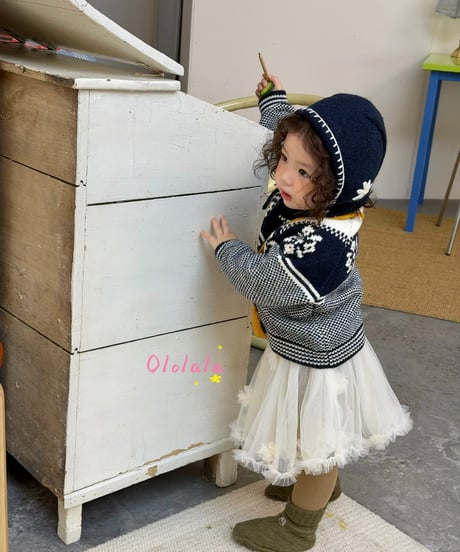 29[予約]ololala balaclava knit cardigan(hat set)