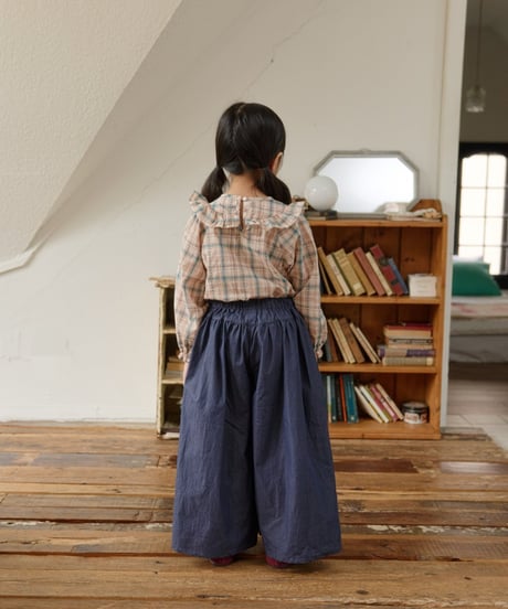 10[予約]mon Atelier check frill blouse