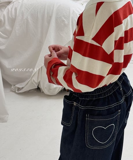 25[予約]poisson heart embroidered denim