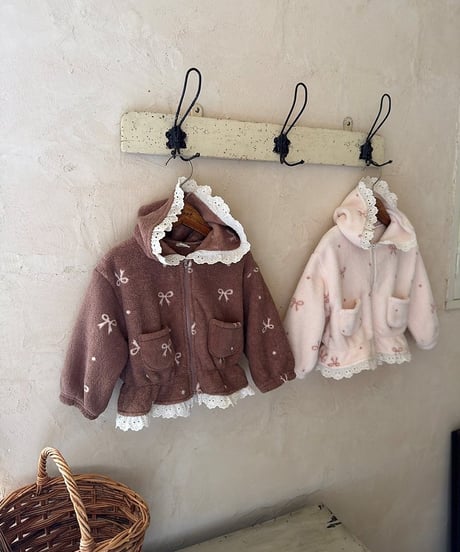 2[予約]marron ribbon hooded zip-up(XS-L)