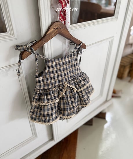 45[予約]marron check cancan suit(6-18m)