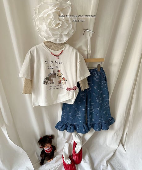 49[予約]melikey bear frill denim
