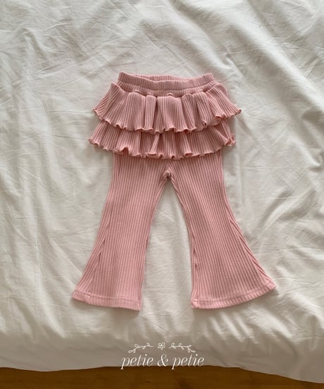 37[予約]petit&petit jenny rib cancan trumpet pants