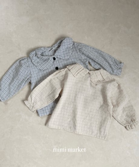 3[予約]mimi market check balloon blouse