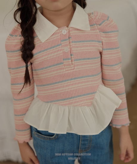 17[予約]melikey diagonal frill collar t