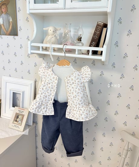 7[予約]ohho rose quilting frill vest