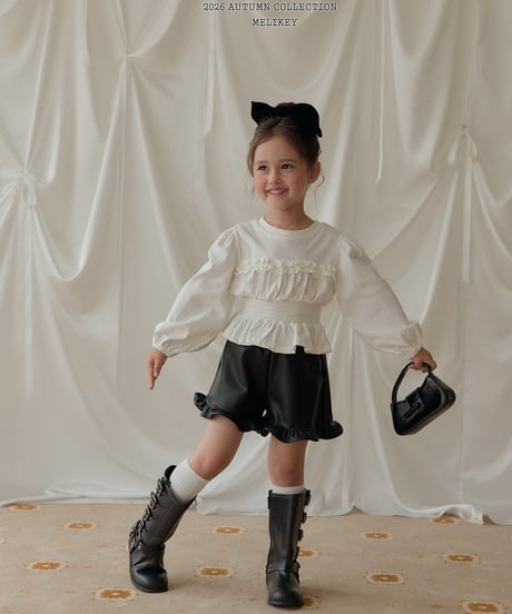 32[予約]melikey leather frill pants