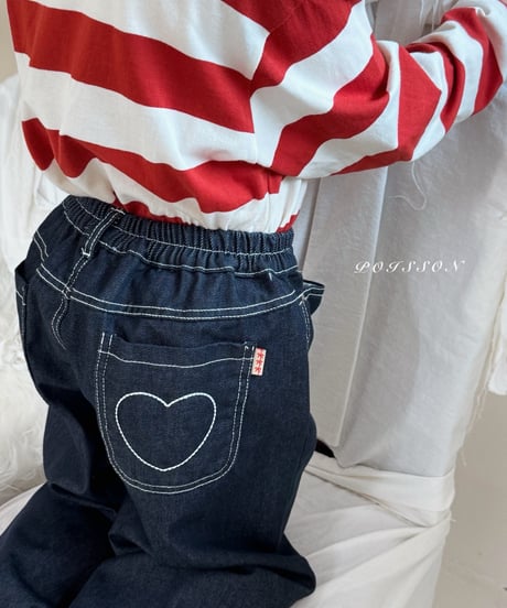 25[予約]poisson heart embroidered denim