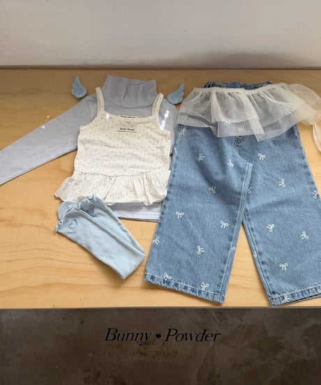 49[予約]bunny powder ribbon denim pants