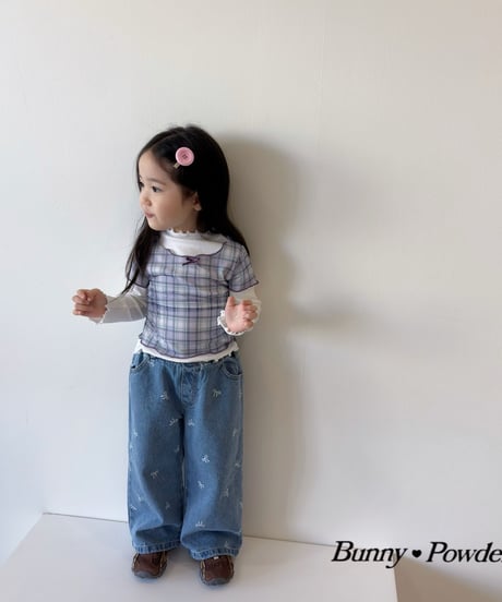 49[予約]bunny powder ribbon denim pants