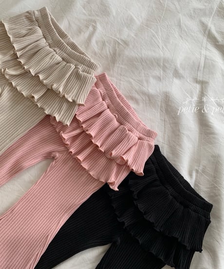 37[予約]petit&petit jenny rib cancan trumpet pants