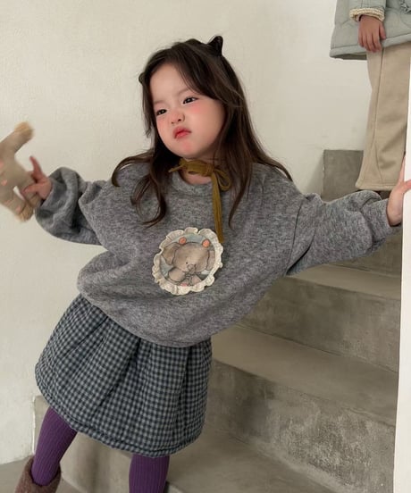 35[予約]aiai teddy check two-piece set