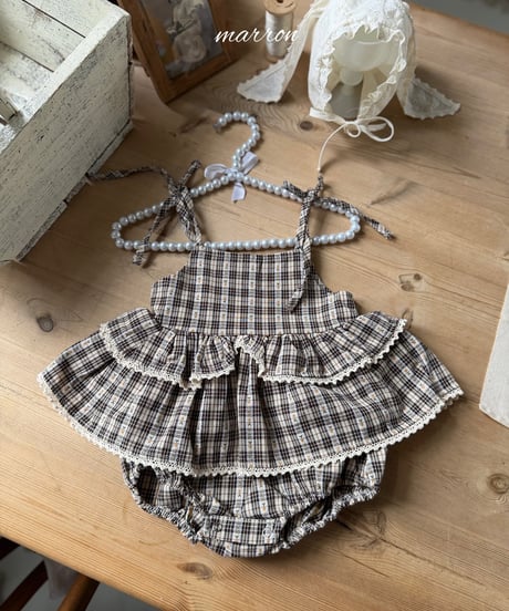 45[予約]marron check cancan suit(6-18m)