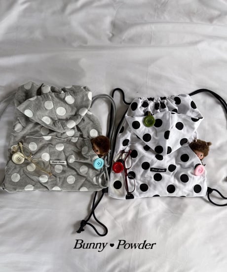 82[予約]bunny powder polka dot hood bag