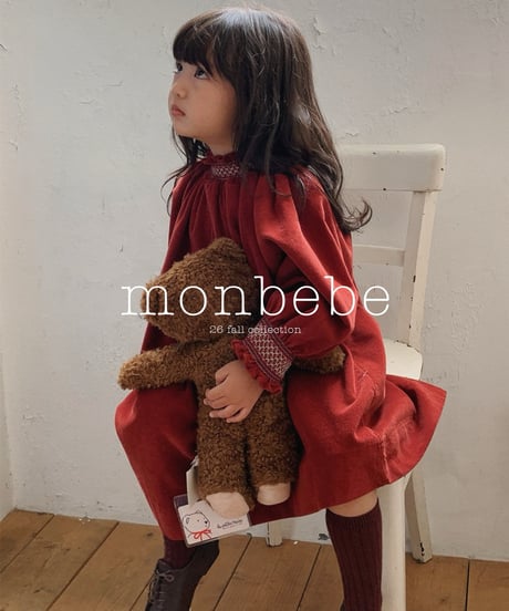 12[予約]monbebe corduroy smock dress