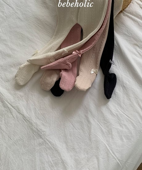 32[予約]bebeholic tone tone ribbon footed leggings