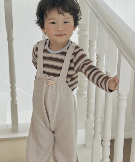 19[予約]送料無料 the beige knit overalls