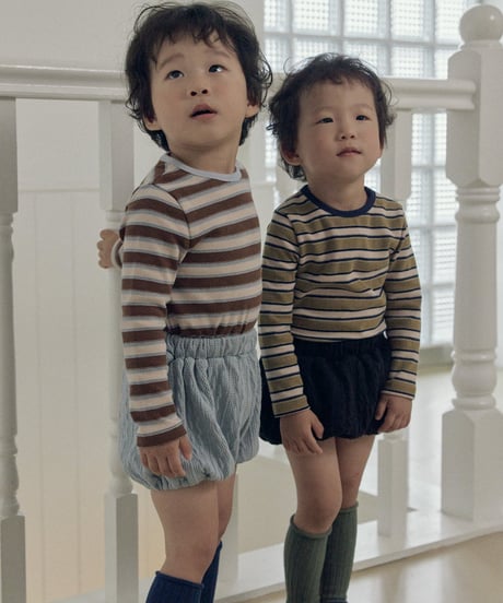 12[予約]送料無料 the beige multi stripe tee