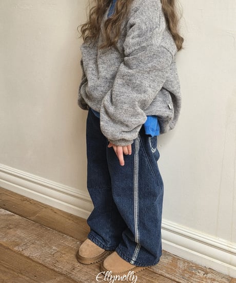 7[予約]ELLYMOLLY linework fleece denim pants