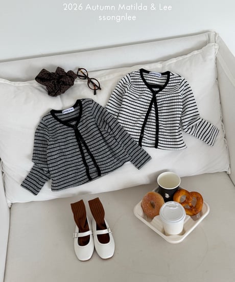 78[予約]matilda&lee wrap stripe cardigan set