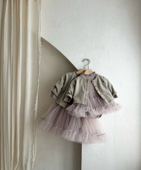 4[予約]monbebe ribbed tulle suit