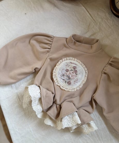 17[予約]marron rose frill t-shirt(XS-L)