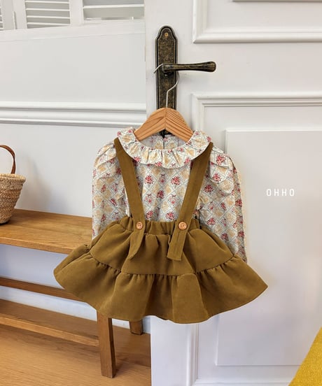 2[予約]ohho fran shirred strap skirt