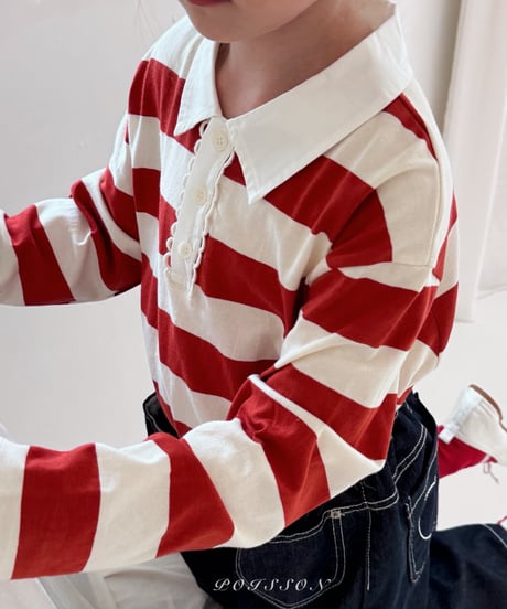 5[予約]poisson striped collar tee