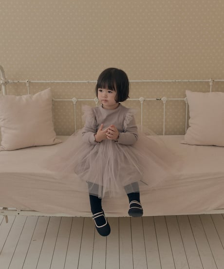 5[予約]送料無料 the beige ribbed tulle ops