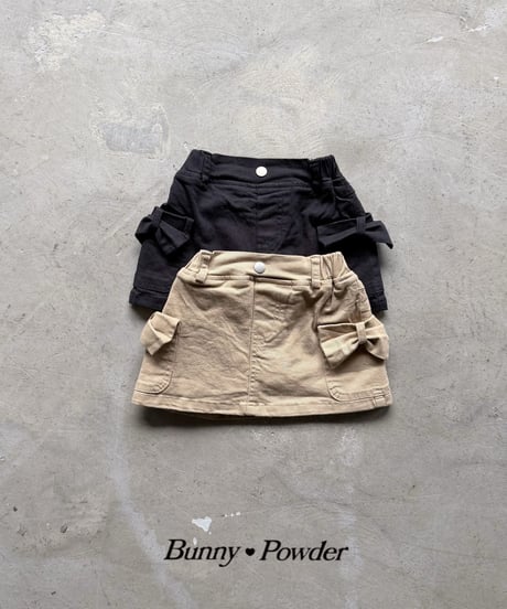 58[予約]bunny powder ribbon pocket skirt