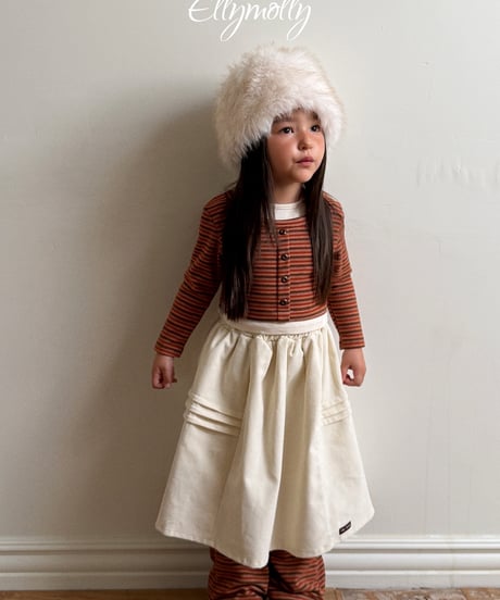 43[予約]ELLYMOLLY pompom corduroy skirt