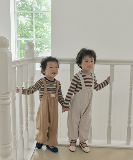 19[予約]送料無料 the beige knit overalls