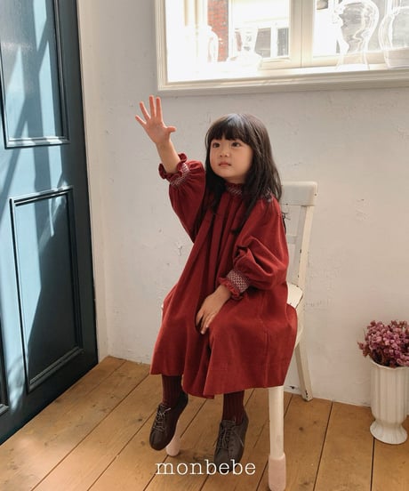 12[予約]monbebe corduroy smock dress
